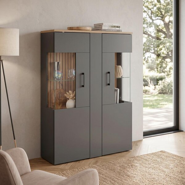 Modern Living Visoka Komoda Amare, Antracit, Barva Hrasta
