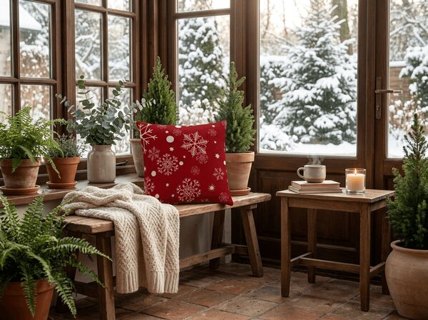 Prevleka za blazino iz mikrovlaken SNOWFALL 45x45 cm, rdeča