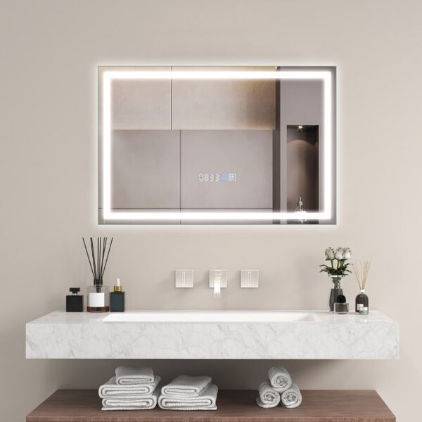 Kopalniško ogledalo proti rosenju, stikalom na dotik, LED, dim. 60 x 40 cm