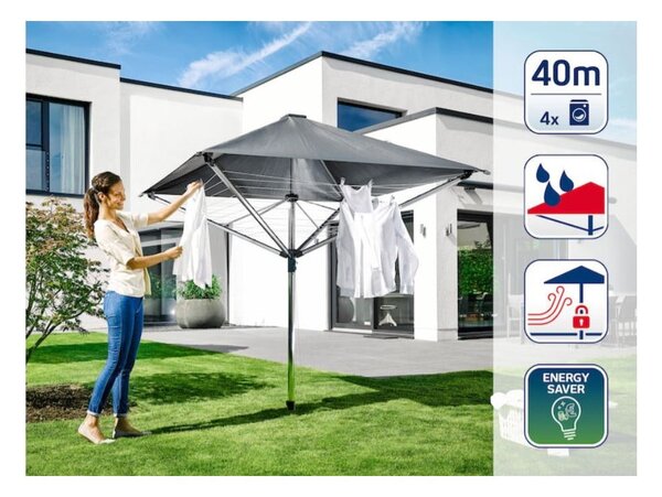 Vrtno stojalo za sušenje perila v srebrni barvi 40 m LinoProtect 400 – LEIFHEIT