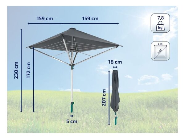 Vrtno stojalo za sušenje perila v srebrni barvi 40 m LinoProtect 400 – LEIFHEIT