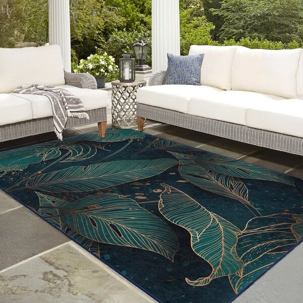 Modrozelena pralna preproga 160x230 cm Midnight Jungle – Mila Home