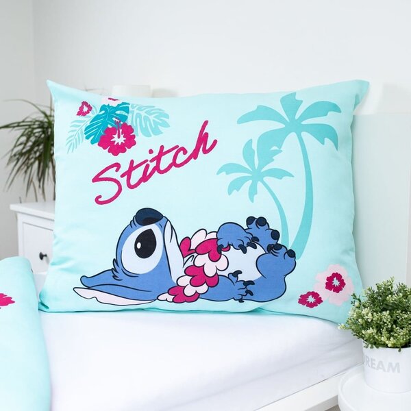 Modra enojna bombažna otroška posteljnina 140x200 cm Lilo a Stitch "Hawaii" – Jerry Fabrics