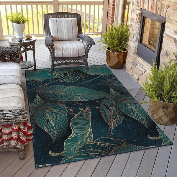 Modrozelena pralna preproga 160x230 cm Midnight Jungle – Mila Home