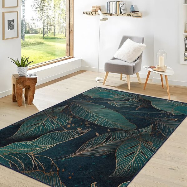 Modrozelena pralna preproga 160x230 cm Midnight Jungle – Mila Home