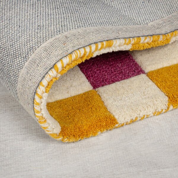 Rumen/rožnat ročno tkan volnen tekač 60x230 cm Kai Wool Border – Flair Rugs