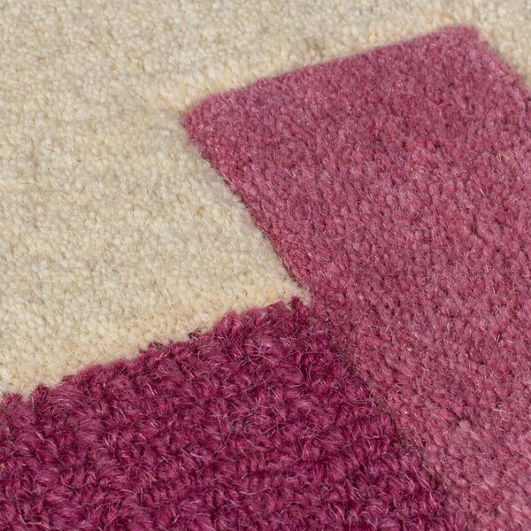 Rumen/rožnat ročno tkan volnen tekač 60x230 cm Kai Wool Border – Flair Rugs