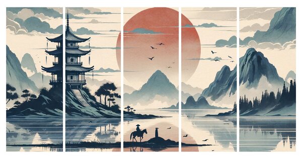 5-delna slika tih večer na Japonskem
