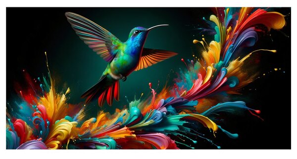 Slika kolibri in eksplozija barv