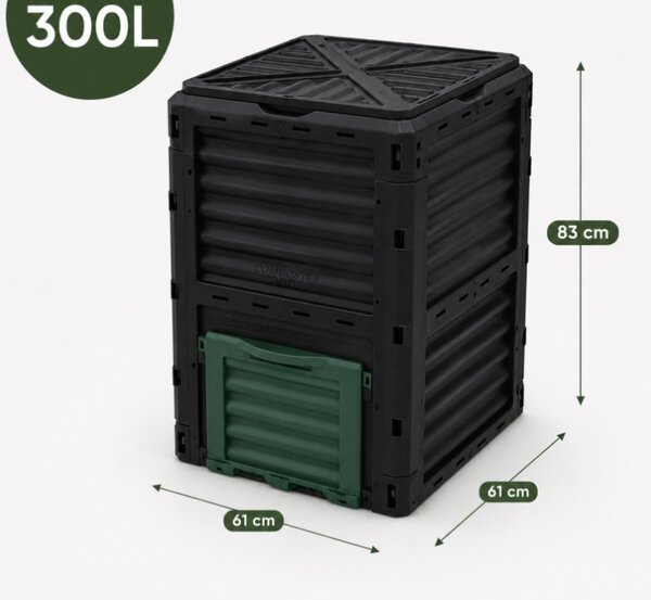 JAKS Vrtni kompostnik črn 300 l OA05