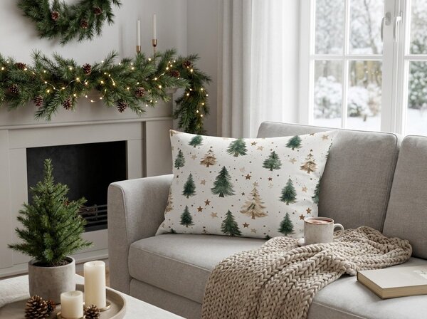 Bombažna prevleka za blazino CHRISTMAS FOREST 50x70 cm, večbarvna