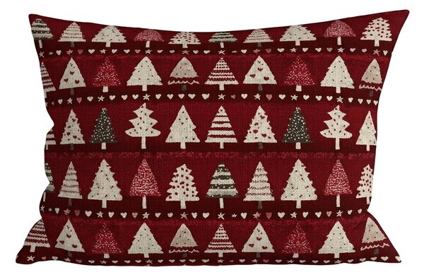 Bombažna prevleka za vzglavnik BURGUNDY TREES 70x90 cm, vinska rdeča