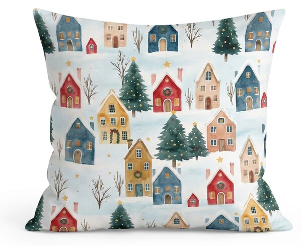 Bombažna prevleka za blazino WINTER VILLAGE 45x45 cm, barvna