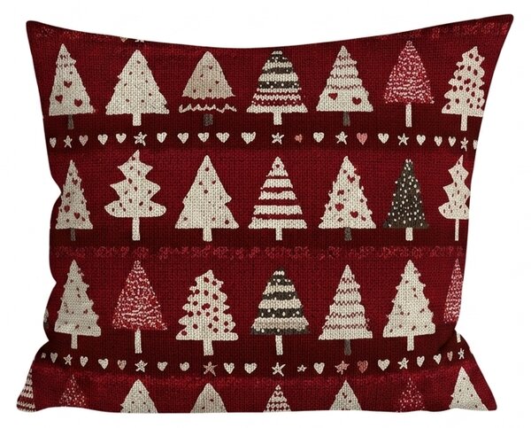 Bombažna prevleka za blazino BURGUNDY TREES 45x45 cm, vinsko rdeča