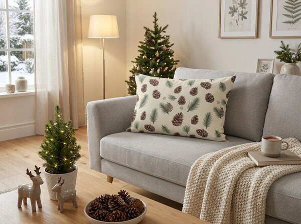 Bombažna prevleka za vzglavnik PINE CONES 50x70 cm, barvna