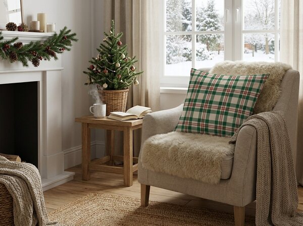 Bombažna prevleka za blazino WINTER PLAID 45x45 cm, barvna