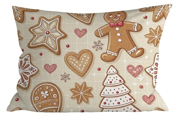 Bombažna prevleka za vzglavnik GINGERBREAD JOY 50x70 cm, bež
