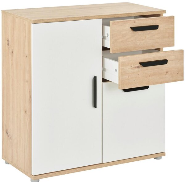 Mömax Komoda Basic Two, Barva Hrasta, Bela