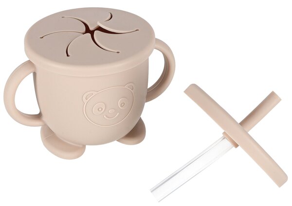Otroška silikonska posoda rak komplet 9 kosov bež - Baby shower