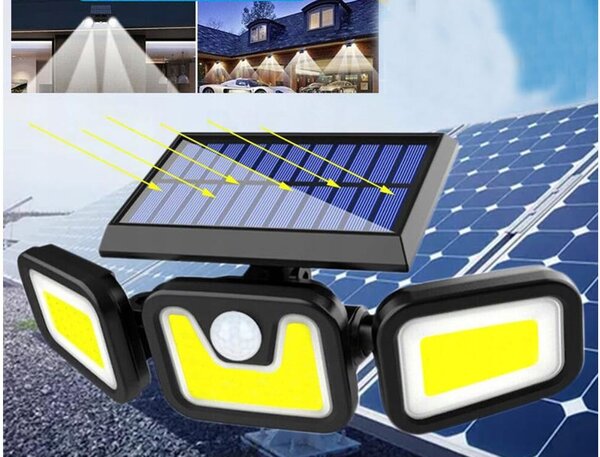 100 LED COB solarna stenska svetilka s senzorjem gibanja 2400mAh IP67 daljinec