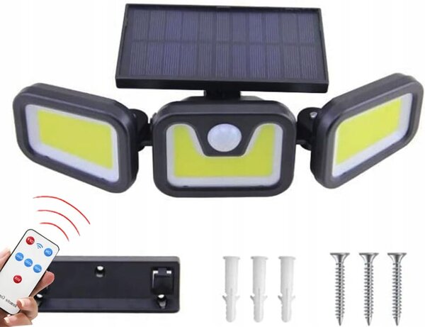100 LED COB solarna stenska svetilka s senzorjem gibanja 2400mAh IP67 daljinec