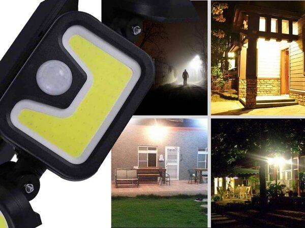 100 LED COB solarna stenska svetilka s senzorjem gibanja 2400mAh IP67 daljinec