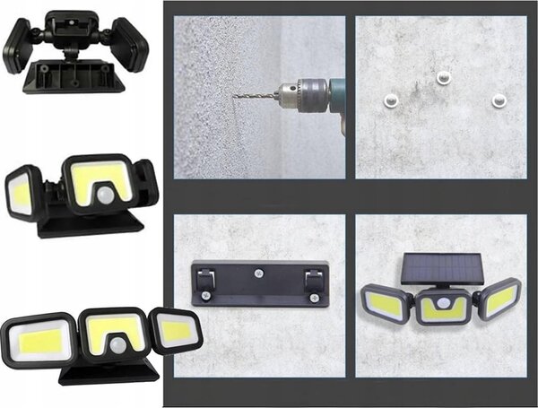 100 LED COB solarna stenska svetilka s senzorjem gibanja 2400mAh IP67 daljinec
