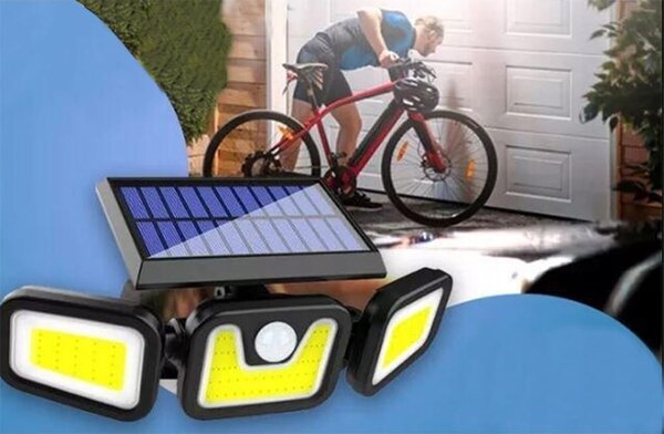 100 LED COB solarna stenska svetilka s senzorjem gibanja 2400mAh IP67 daljinec