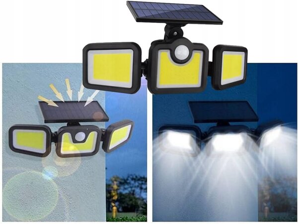 100 LED COB solarna stenska svetilka s senzorjem gibanja 2400mAh IP67 daljinec