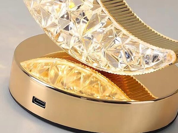 LED RGB aku. kristalna dekorativna nočna svetilka USB 18cm luna