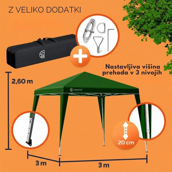 Paviljon za zabave CAPRI, 3x3 m, zelena Casaria