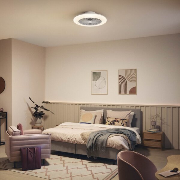Philips LED stropni ventilator Amigo, bel sijajni, 58 cm, CCT, zatemnjen, Bela, Dnevna soba / jedilnica, Plastika, Sodobni