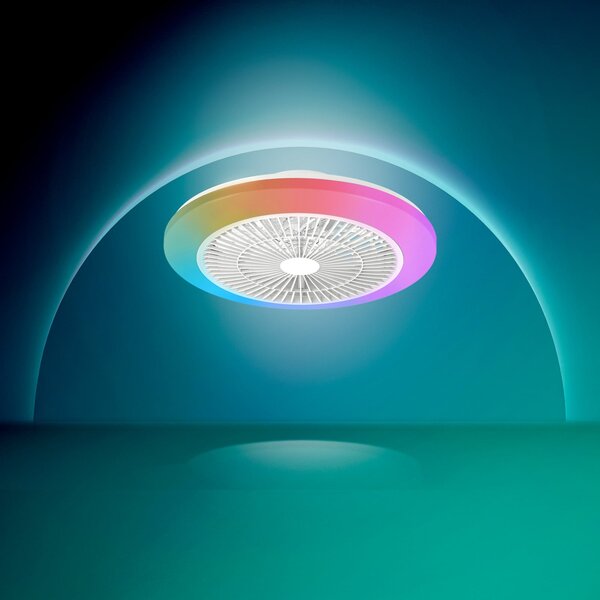 Philips LED stropni ventilator Amigo, bel, 48 cm, CCT, RGB, zatemnjen, Bela, Dnevna soba / jedilnica, Plastika, Sodobni