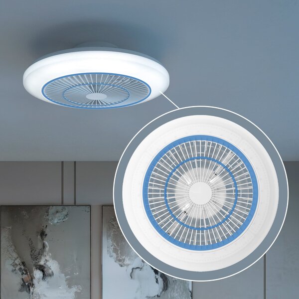 Philips LED stropni ventilator Amigo, bel, 48 cm, CCT, RGB, zatemnjen, Bela, Dnevna soba / jedilnica, Plastika, Sodobni