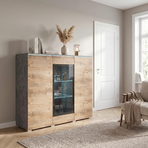 P & B Visoka Komoda Vera 120, Antracit, Barva Hrasta