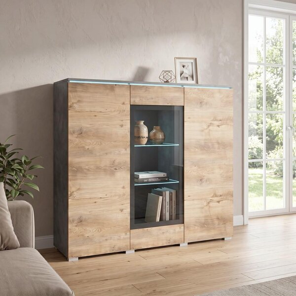 P & B Visoka Komoda Vera 120, Antracit, Barva Hrasta