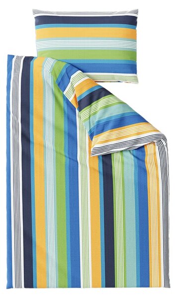Set krep posteljnina LINIE modra + rjuha Jersey 90 x 200 cm svetlo siva, enojna postelja