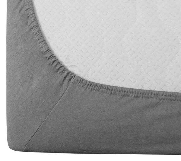 Set krep posteljnina LINIE modra + rjuha Jersey 90 x 200 cm svetlo siva, enojna postelja