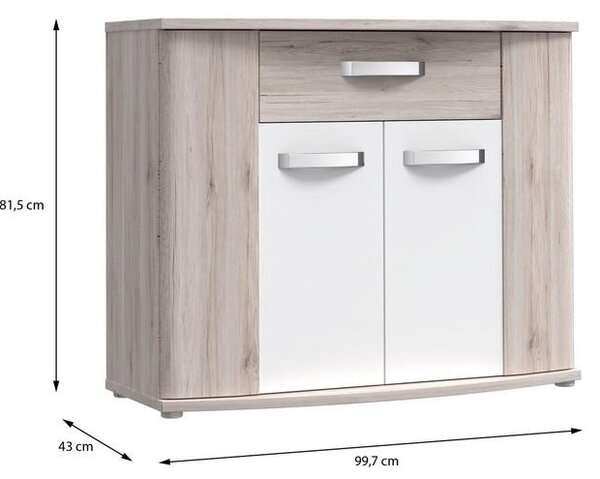 Carryhome Komoda Rondino, Barva Hrasta, Bela