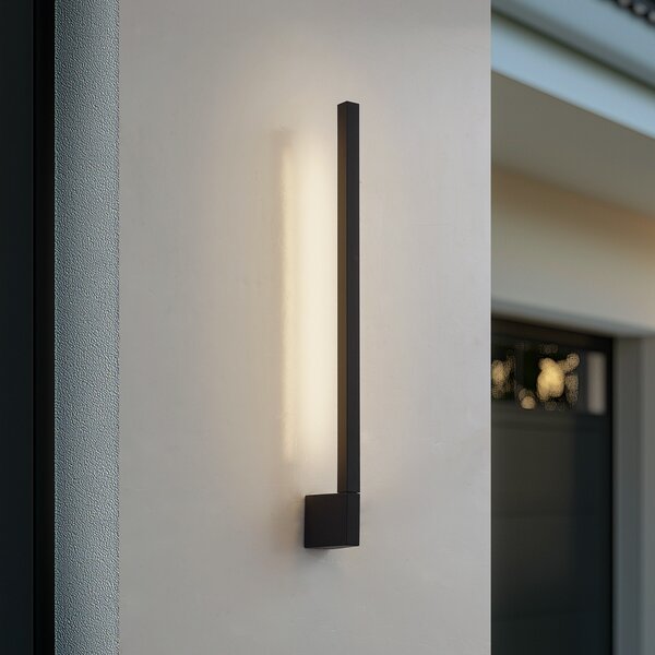 Lindby LED stenska svetilka Neano, 60 cm, črna, kovina, IP54, Črna, Aluminij, Sodobni