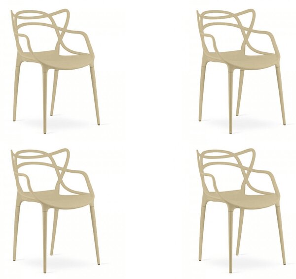 Set 4 stolov iz plastike KATO, bež