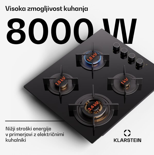Klarstein Goldflame 4, plinska kuhalna plošča, 4 gorilniki