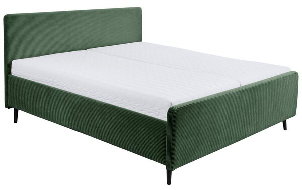 OBLAZINJENA POSTELJA 180 cm x 200 cm , tekstil, leseni material olivno zelena