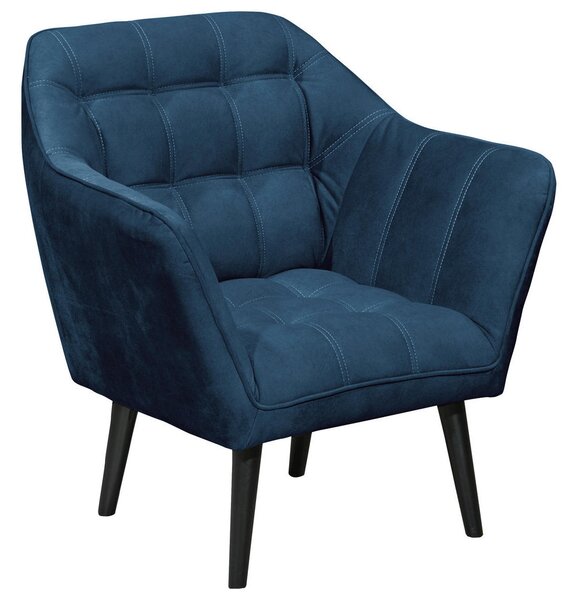 KOKTAJL FOTELJ, modra tekstil, leseni material