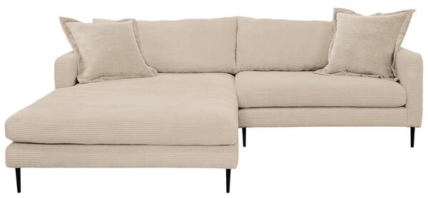 KOTNA SEDEŽNA GARNITURA, rebrasti žamet krem barve