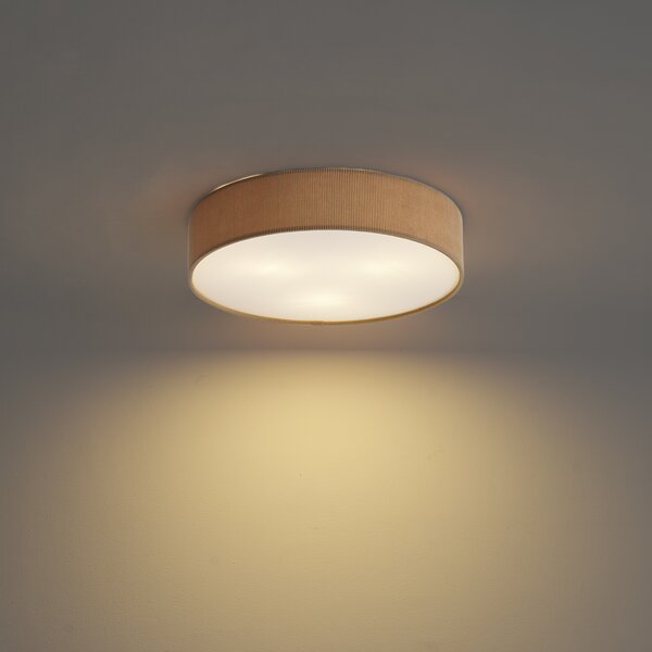 Sodobna stropna svetilka taupe z žametnim senčilom 46 cm 3-luči - Luz