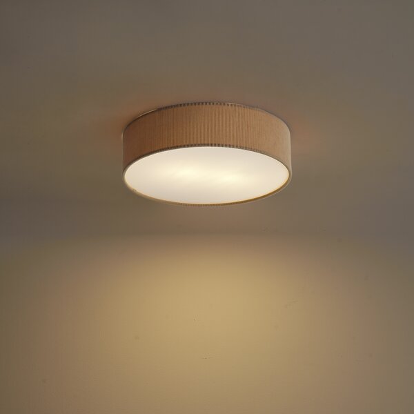 Sodobna stropna svetilka taupe z žametnim senčilom 38 cm 2-luči - Luz