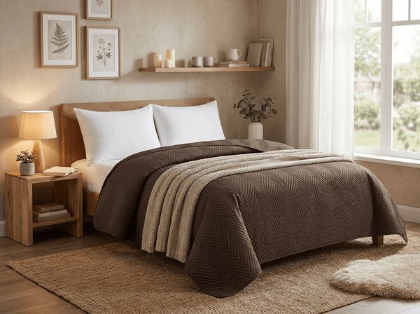 Žametno pregrinjalo za posteljo ARROW VELVET, temno rjavo Dimenzije: 170 x 210 cm