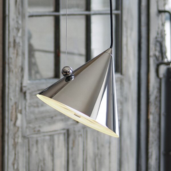 Tom Dixon LED viseča svetilka Pose, srebrna, Ø 25 cm, jeklo, dim, zatemnjen, Kovinska, Dnevna soba / jedilnica, Kovina, Dizajn