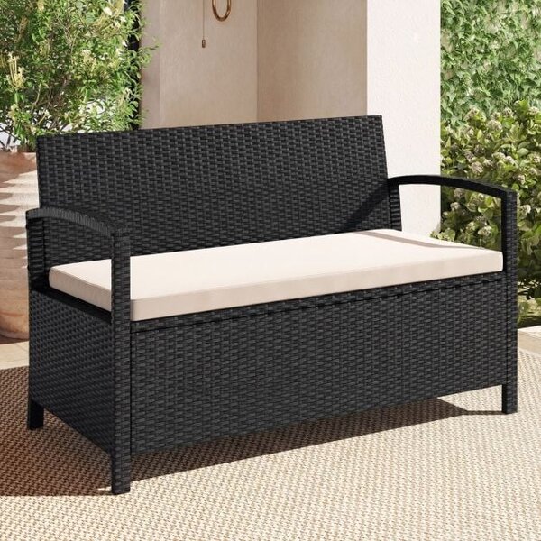 Vrtna klop iz poliratana s prostorom za shranjevanje in blazinami